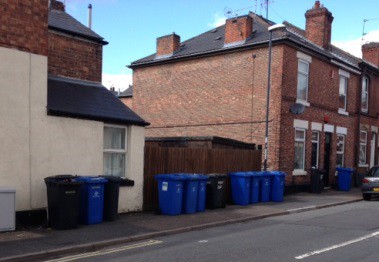 One of the streets in Mackworth, Derby, where recyclng collections are under threat due to contamination